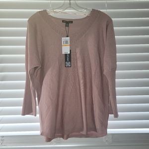 Cable & Gauge size S pink 3/4 sleeve sweater